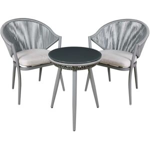 Dellonda DG58 Modern Outdoor Balcony Chair & Glass Table Set - 3 Piece Dellonda DG58 Modern Outdoor Balcony Chair & Glass Table Set - 3 Piece