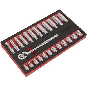 Sealey AK66722 Ratchet Wrench & Socket Set - 25pc 3/8" Sq Drive Sealey AK66722 Ratchet Wrench & Socket Set - 25pc 3/8" Sq Drive
