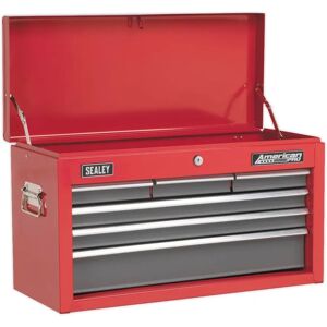 Sealey Red/Grey Topchest 6-Drawer with Ball-Bearing Slides - Model AP2201BB Sealey Red/Grey Topchest 6-Drawer with Ball-Bearing Slides - Model AP2201BB
