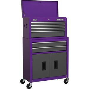 Sealey American PRO Topchest & Rollcab Combination - Purple/Grey 6 Drawer Sealey American PRO Topchest & Rollcab Combination - Purple/Grey 6 Drawer