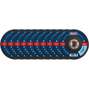 Sealey Zirconium Flap Discs - 40 Grit - 115mm - 22mm Bore - Pack of 10 Sealey Zirconium Flap Discs - 40 Grit - 115mm - 22mm Bore - Pack of 10
