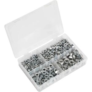 Sealey Steel Nut Assortment - 320 Pieces - 1/4"-1/2" UNC DIN 934 Sealey Steel Nut Assortment - 320 Pieces - 1/4"-1/2" UNC DIN 934