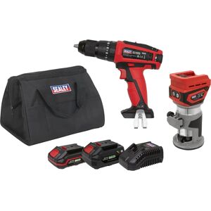 Sealey 20v 2 Piece Cordless Trimming & Drill Screwdriver Power Workshop Tool Kit Sealey 20v 2 Piece Cordless Trimming & Drill Screwdriver Power Workshop Tool Kit