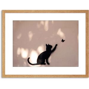 Artery8 - Photo Cat Butterfly Silhouette - 9x7 - Wall Art Artery8 - Photo Cat Butterfly Silhouette - 9x7 - Wall Art