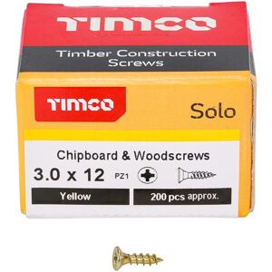 Timco 30012SOLOC Yellow Wood Screw - Wood Screw - 3.0 x 12mm - Box of 200 Timco 30012SOLOC Yellow Wood Screw - Wood Screw - 3.0 x 12mm - Box of 200