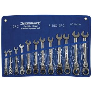 Silverline - Set di chiavi a cricchetto combinate a testa flessibile - Ratchet Spanner Set Silverline - Set di chiavi a cricchetto combinate a testa flessibile - Ratchet Spanner Set