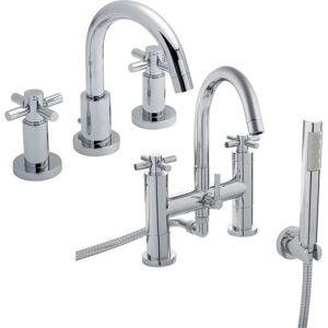 Hudson Reed Tec Crosshead 3 Hole Basin Mixer Tap - Bath Shower Mixer Tap - Chrome Hudson Reed Tec Crosshead 3 Hole Basin Mixer Tap - Bath Shower Mixer Tap - Chrome