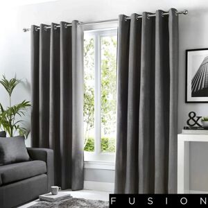 Fusion Sorbonne Charcoal Cotton Eyelet Curtains - Curtain Fusion Sorbonne Charcoal Cotton Eyelet Curtains - Curtain