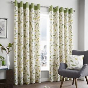 Fusion Beechwood Green Cotton Eyelet Curtains - Curtain Fusion Beechwood Green Cotton Eyelet Curtains - Curtain
