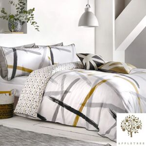 AppleTree Leda Super King Cotton Duvet Cover Grey & Ochre AppleTree Leda Super King Cotton Duvet Cover Grey & Ochre