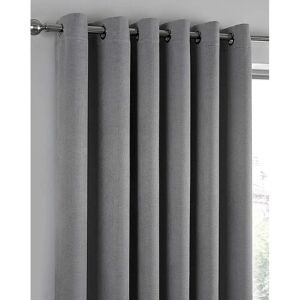 Fusion Strata Silver Textured Woven Eyelet Curtains - Eyelet Curtains Fusion Strata Silver Textured Woven Eyelet Curtains - Eyelet Curtains