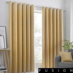 Fusion 'Strata' Mustard Triple-Woven Fully Lined Dimout Curtains - Curtain Fusion 'Strata' Mustard Triple-Woven Fully Lined Dimout Curtains - Curtain