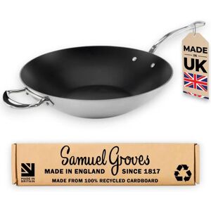 Samuel Groves Samuel Groves Non-Stick Stainless Steel Triply 32cm Wok - Wok Samuel Groves Samuel Groves Non-Stick Stainless Steel Triply 32cm Wok - Wok