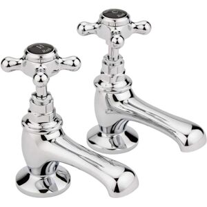 Hudson Reed Elizabeth Cross Handle Bathroom Sink Mixer - Chrome/Black - 137x45x97mm Hudson Reed Elizabeth Cross Handle Bathroom Sink Mixer - Chrome/Black - 137x45x97mm