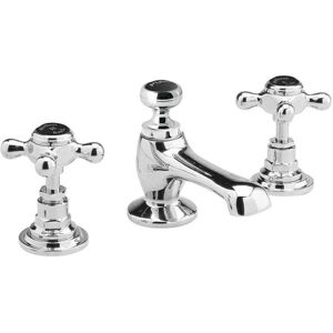 Hudson Reed Elizabeth Vintage 3-Hole Cross Handle Faucet - Chrome/Black - Faucet Mixer Hudson Reed Elizabeth Vintage 3-Hole Cross Handle Faucet - Chrome/Black - Faucet Mixer