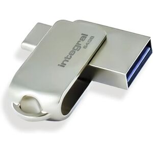 Clé USB Dual USB-C et USB 3.0 Integral - 64GB - Argent - Publicité Clé USB Dual USB-C et USB 3.0 Integral - 64GB - Argent - Publicité