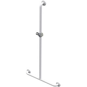 Barre de support de douche en T blanc + support de douchette - Accessoires de salle de bain - Publicité Barre de support de douche en T blanc + support de douchette - Accessoires de salle de bain - Publicité