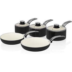 Swan Black Retro Non-Stick 5-Piece Pan Set Swan Black Retro Non-Stick 5-Piece Pan Set