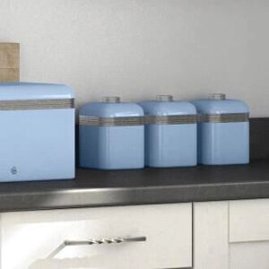 Swan Retro Set of 3 Canisters Blue - Kitchen Storage Container Swan Retro Set of 3 Canisters Blue - Kitchen Storage Container
