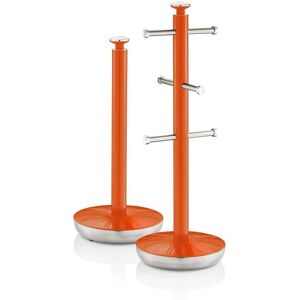 Swan Orange Retro Mug Tree & Towel Pole Set - Kitchen Storage Swan Orange Retro Mug Tree & Towel Pole Set - Kitchen Storage