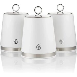 Swan Canister Set - 3 White Storage Jars 1.3L Swan Canister Set - 3 White Storage Jars 1.3L