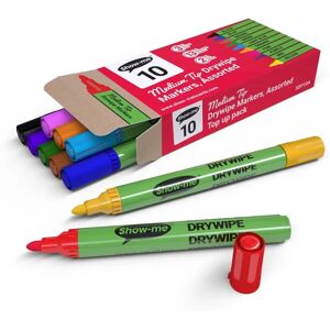 Show-me Dry Wipe Marker Pens Medium Assorted Colours Pack of 10 - Dry Wipe Marker Pens Show-me Dry Wipe Marker Pens Medium Assorted Colours Pack of 10 - Dry Wipe Marker Pens