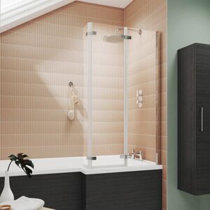 Nuie Chrome L-Shaped Bath Screen - Reversible 6mm Glass Nuie Chrome L-Shaped Bath Screen - Reversible 6mm Glass