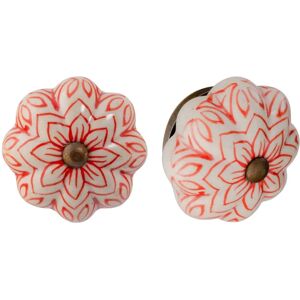 Nicola Spring Ceramic Red Knob - Vintage Flower - Pack of 6 - Cabinet Handle Nicola Spring Ceramic Red Knob - Vintage Flower - Pack of 6 - Cabinet Handle