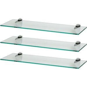 Harbour Housewares - 3x60cm Glass Floating Wall Shelves - Wall Shelves Harbour Housewares - 3x60cm Glass Floating Wall Shelves - Wall Shelves