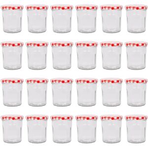 Argon Tableware 24x 250ml Glass Jam Jars - Red Gingham - Glass Jam Jars Argon Tableware 24x 250ml Glass Jam Jars - Red Gingham - Glass Jam Jars