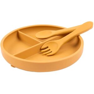 Tiny Dining Yellow Baby Silicone Suction Plate, Fork & Spoon Set - Baby Plate Set Tiny Dining Yellow Baby Silicone Suction Plate, Fork & Spoon Set - Baby Plate Set