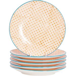 Nicola Spring 6 Piece Hand-Printed Side Plate Set - Orange - Side Plate Set - Dessert Plates - 18cm Nicola Spring 6 Piece Hand-Printed Side Plate Set - Orange - Side Plate Set - Dessert Plates - 18cm