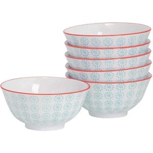 Nicola Spring Turquoise Hand-Printed Cereal Bowls - Set of 6 Nicola Spring Turquoise Hand-Printed Cereal Bowls - Set of 6