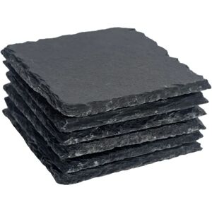 Argon Tableware Square Natural Slate Drinks Coasters - Set Of 6 Grey Argon Tableware Square Natural Slate Drinks Coasters - Set Of 6 Grey