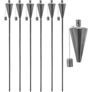 Harbour Housewares Silver Garden Fire Torch - Oil / Paraffin - 1460mm Triangle - Pack of 6 Harbour Housewares Silver Garden Fire Torch - Oil / Paraffin - 1460mm Triangle - Pack of 6