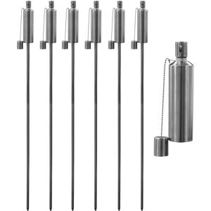 Harbour Housewares Garden Fire Torch - Oil / Paraffin Lantern - 1460mm Round Design - Pack Of 6 Silver Harbour Housewares Garden Fire Torch - Oil / Paraffin Lantern - 1460mm Round Design - Pack Of 6 Silver