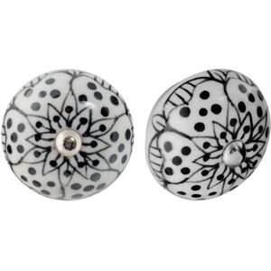 Nicola Spring Ceramic Cupboard Knobs - Floral Design - White / Black - Pack of 12 - Cabinet Knobs Nicola Spring Ceramic Cupboard Knobs - Floral Design - White / Black - Pack of 12 - Cabinet Knobs
