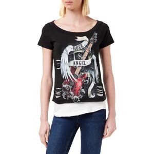 Spiral Direct Gothic ROCK ANGEL - 2in1 White Ripped Top Black Spiral Direct Gothic ROCK ANGEL - 2in1 White Ripped Top Black