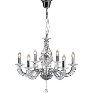 Inspired Lighting Santo Pendant 6 Light E14 Polished Chrome/Crystal - Pendant Light Inspired Lighting Santo Pendant 6 Light E14 Polished Chrome/Crystal - Pendant Light