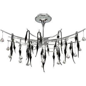 Inspired Lighting Cygnet Ceiling Pendant - 11 Lights - Black Glass & Crystal Inspired Lighting Cygnet Ceiling Pendant - 11 Lights - Black Glass & Crystal