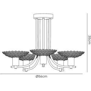 Inspired Lighting Ellen Semi Flush Ceiling 5 Light Satin Nickel - Ceiling Light Inspired Lighting Ellen Semi Flush Ceiling 5 Light Satin Nickel - Ceiling Light