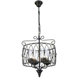 Inspired Lighting Malcolm Caged Ceiling Pendant - 4 Light Black Gold Inspired Lighting Malcolm Caged Ceiling Pendant - 4 Light Black Gold