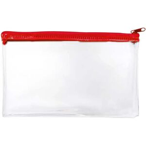 Janrax 8x5" Red Zip Clear Pencil Case - Exam & School Supplies Janrax 8x5" Red Zip Clear Pencil Case - Exam & School Supplies