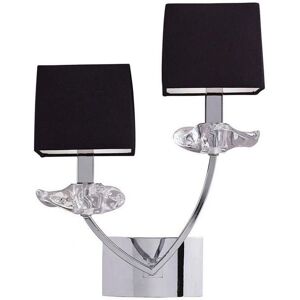 Inspired Lighting Akira Wall Lamp - 2 Light E14, Polished Chrome, Black Shades Inspired Lighting Akira Wall Lamp - 2 Light E14, Polished Chrome, Black Shades