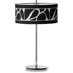 Inspired Lighting Manhattan Table Lamp - 2 Light - Polished Chrome - Frosted Glass - Black Patterned Shade - 51cm Tall Inspired Lighting Manhattan Table Lamp - 2 Light - Polished Chrome - Frosted Glass - Black Patterned Shade - 51cm Tall