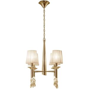 Inspired Lighting Tiffany Pendant - 4+4 Light E14+G9 - French Gold - Cream Shades - Clear Crystal Inspired Lighting Tiffany Pendant - 4+4 Light E14+G9 - French Gold - Cream Shades - Clear Crystal