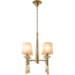 Inspired Lighting Mantra Fusion Tiffany Pendant - 4+4 Light E14+G9 - French Gold & Crystal Inspired Lighting Mantra Fusion Tiffany Pendant - 4+4 Light E14+G9 - French Gold & Crystal