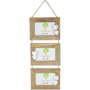 Nicola Spring 6x4 Wooden Hanging Multi 3 Photo Frame - Hearts Decoration - Fits 6x4" Photos - White Hearts Brown Nicola Spring 6x4 Wooden Hanging Multi 3 Photo Frame - Hearts Decoration - Fits 6x4" Photos - White Hearts Brown