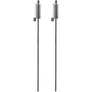 Harbour Housewares 2x Silver 146cm Metal Garden Fire Torches - Tall Outdoor Citronella Harbour Housewares 2x Silver 146cm Metal Garden Fire Torches - Tall Outdoor Citronella