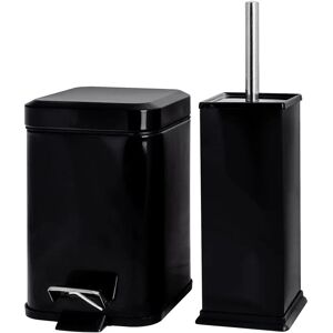 Harbour Housewares Black Steel Bathroom Pedal Bin & Toilet Brush Set - Bathroom Harbour Housewares Black Steel Bathroom Pedal Bin & Toilet Brush Set - Bathroom